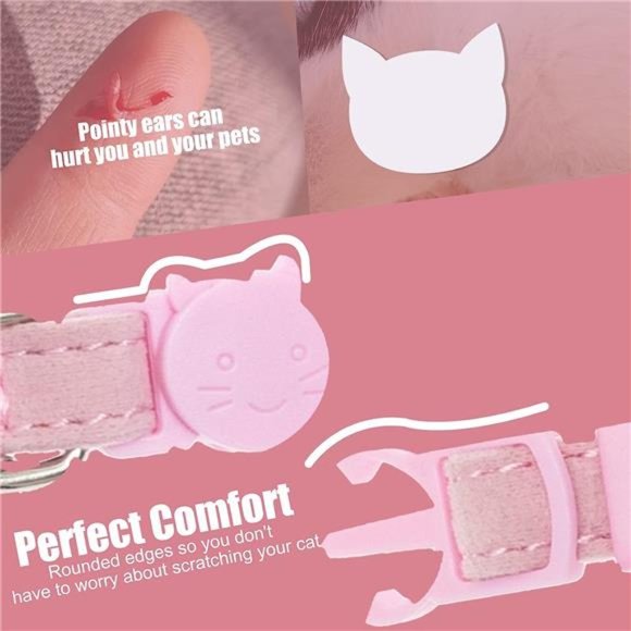 Soft Velvet Safe Cat Collars for Girl Cats -2 Pack Rhinestones Bling Diamante - Picture 5 of 6